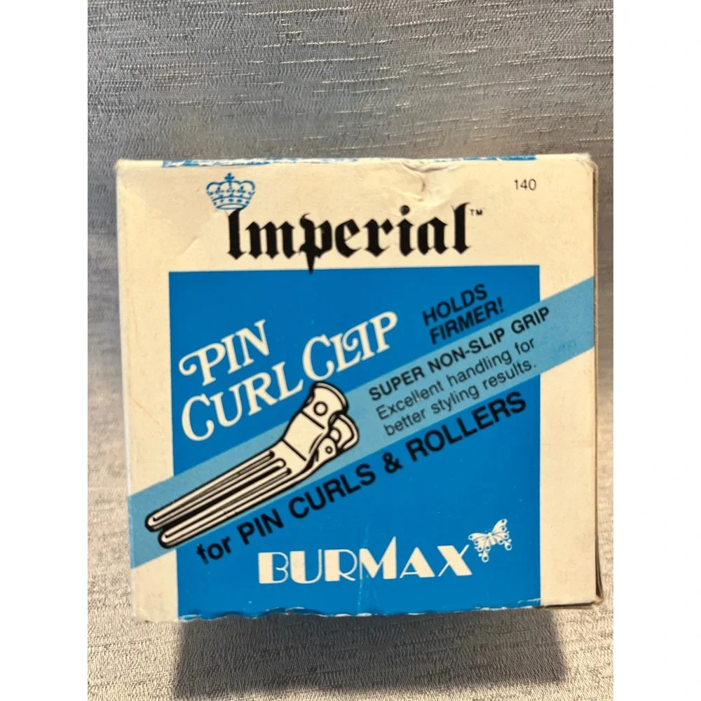 Vintage Imperial Burmax Pin Curl Clips Silver Metal Hair Styling Set 140 Box
